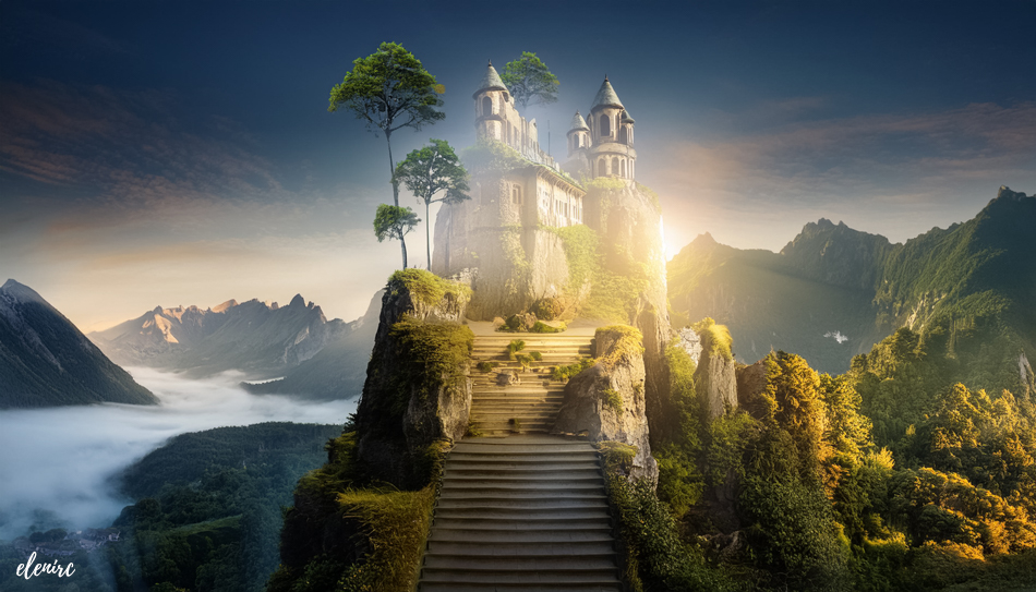 gran escalinata que sube a un castillo en un acantilado. Imagen para ilustrar el concepto Qué es un estudio de viabilidad por elenirc en elenircimagen 